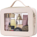Pinkmik Clear Makeup Bag, (Beige, L) | Mahjong Tiles Bag ,Travel Cosmetics and Toiletries Case, Portable Makeup Organizer,Car Bag with Zipper,Waterproof, by Pinkmik