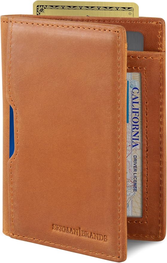 SERMAN BRANDS - Wallets for Men Slim Mens leather RFID Blocking Minimalist Card Front Pocket Bifold Travel Thin by SERMANBRANDS