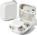 Portable Charger Case, Tech Pouch Travel Organizer, M, White | Hard Shell Electronic Storage for MacBook Power Adapter, Charging Cords, USB Drives, Power Bank Laptop Accessories by Linpr