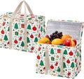 VENO 2 Pack Insulated Cooler Bag for Food Delivery, Reusable Grocery Bag | Heavy Duty Large Collapsible Cooler Shopping Tote w/ Zippers, Foldable, Stands Upright for Camping Picnic(Jingle Mix, 2 Pack) by Veno