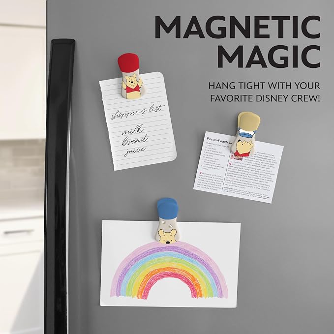 Disney Winnie the Pooh Magnetic Chip Clips, Set of 6 | Airtight food storage bag clips for snack, cereal, and coffee bags, great for pantry and fridge, magnet displays kids artwork - Image 3