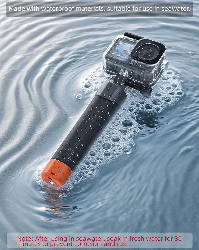 Osmo Action Waterproof Case + Floating Handle Grip for DJI Action 5 Pro/4/3 | for Xtra Edge, Diving Accessories Kit/Underwater Stick/Monopod/Housing Shell Cage for Scuba, Snorkeling, Water Shooting - Image 3
