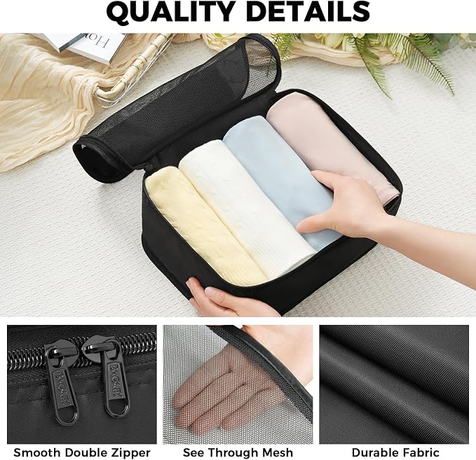 BAGAIL 9 Set Packing Cubes with Packing List Luggage Packing Organizers for Travel Accessories (Black) - Image 5