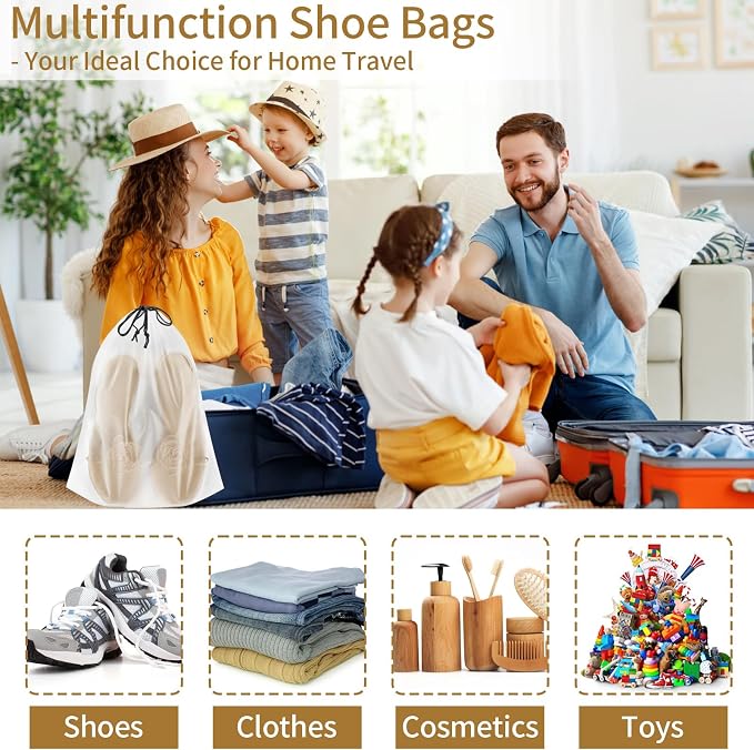 20 Pack Shoe Bags for Travel, Clear Travel Shoe Bags for Packing Waterproof | 15.7" x 11.8" Large Portable Drawstring Travel Shoe Storage Bag Travel Essentials Women for and Men - Image 6
