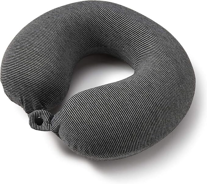 Bucky Jersey Stripe Travel Comfort, Travel Accessories, Memory Foam Neck Pillow, Black Stripe, One Size by Bucky