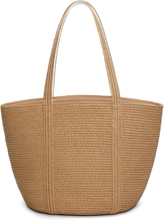 Tavaleu Straw Beach Bags for Women Tote Handbag Shoulder Hobo Bucket Bag | Lightweight, Foldable, PU Straps, Magnetic Closure, Zip Pocket, Reinforced Bottom, Summer Purse, Travel, Vacation, Daily Use by Tavaleu
