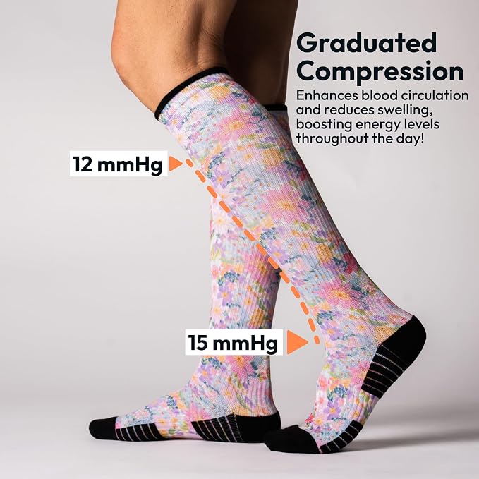 Viasox Compression Socks for Women and Men, Knee High Socks 12-15 mmhg Circulation Support for Flight, Travel, Daily - Image 2
