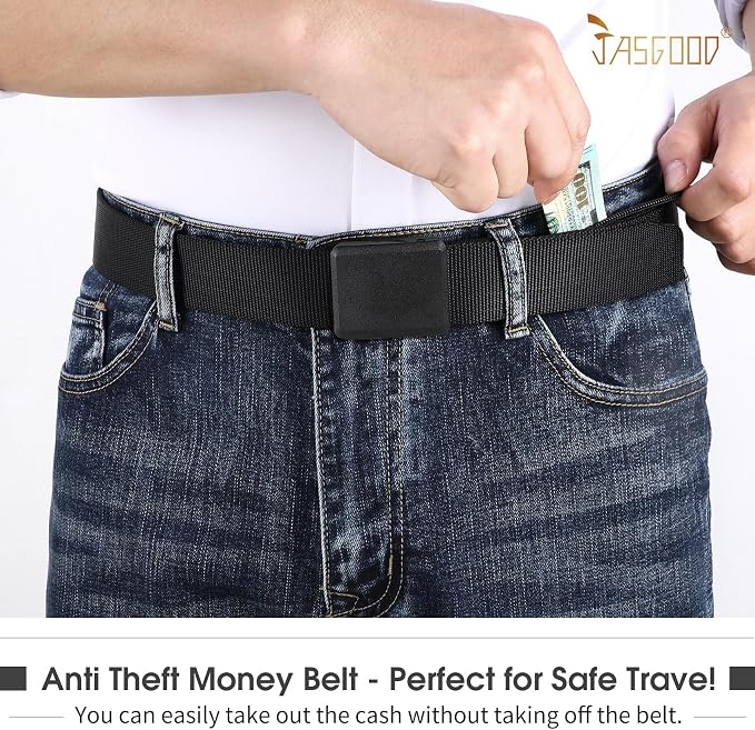 Travel Security Money Belt with Hidden Money Pocket - Cashsafe Anti-Theft Wallet Unisex Nickel free Nylon Belt by JASGOOD - Image 2