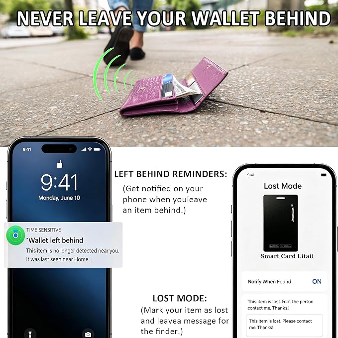 Wallet Tracker Card (Apple MFi Certified),Tracking Card for iOS & Android | Slim Smart Card Work with Apple Find My & Google Find Hub, GPS Locator for Wallets, Keys, Luggage,Bags & Passport,Backpack - Image 6