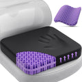 TushGuard Gel Seat Cushion for Long Sitting, Breathable Thick Patent Design | Enlarged Cooling Chair Pad for Office Chair, Wheelchair, Desk Chair, Supportive Car Cushion (2"Thick, Black+Violet) by TushGuardSeatCushonsPillows