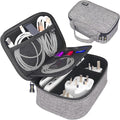 Travel Electronics Organizer Small Carrying Case for Cables Phone Chargers USB Plugs Power Cords Earbuds Adapter Tech Accessories Pouch -Grey by sisma