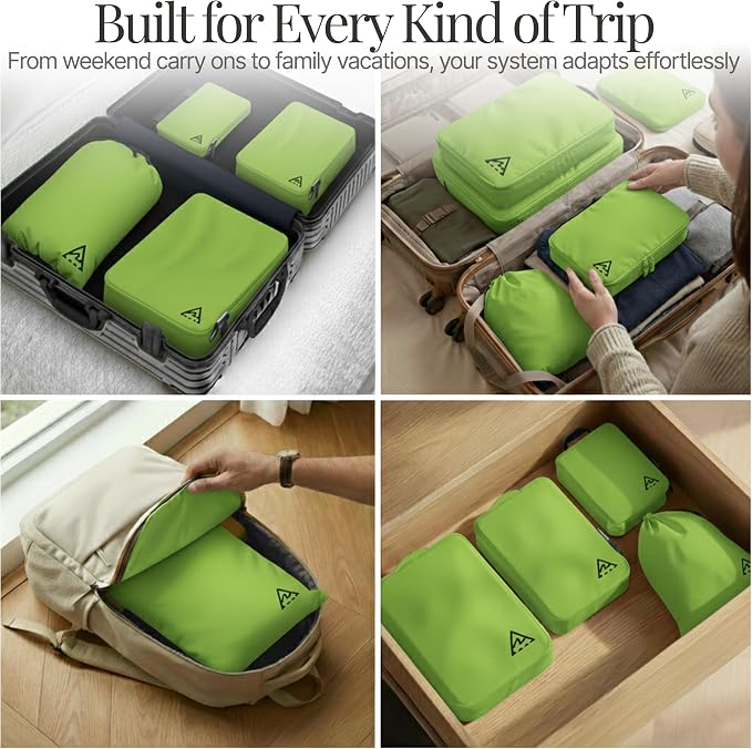 4-Piece Luxury Compression Packing Cubes & Bags for Travel – Maximize Space in Luggage with HybridMax Double-Capacity Design, 50 Luggage Tags, Patented Suitcase Organizer Bags, Lifetime Satisfaction - Image 6