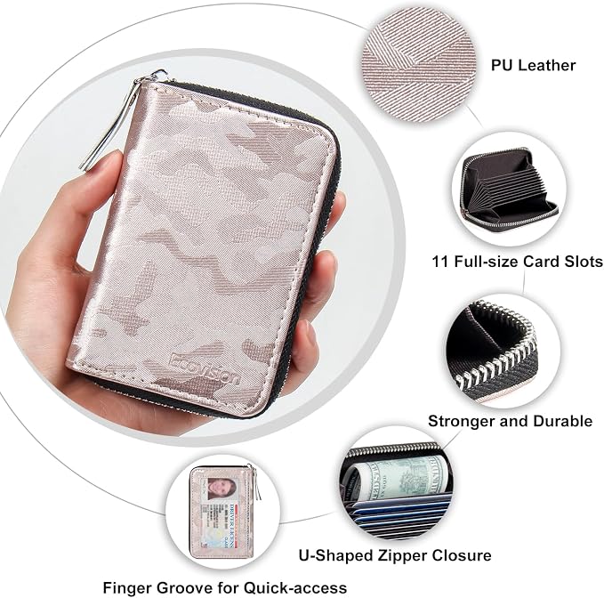 Credit Card Wallet, RFID Card Case Wallet, Zipper Card Cases Holder for Men Women, RFID Blocking, KeyChain Wallet, Compact Size Card Organizer Case for Women - Image 5