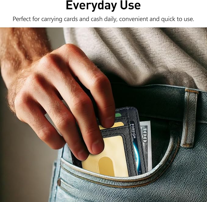 Slim Minimalist RFID Blocking Leather Wallet for Men and Women – Front Pocket Wallet, Compact and Stylish - Image 4