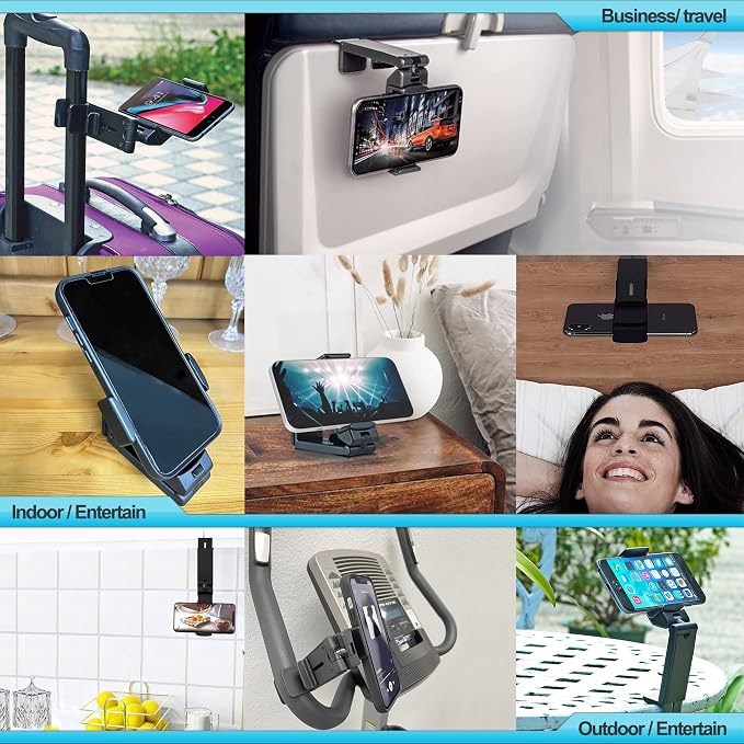 Travel Accessories, Universal Seat Back Tray Table Hands Free Phone Clip Holder, Adjustable Pocket Size Airplane Travel Essentials Compatible with iPhone and Android (Pink Butterfly B) - Image 4