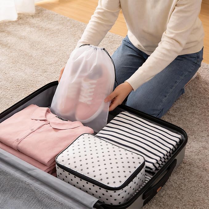 HAKZEON 50 PCS 16x20 Inch Clear Plastic Drawstring Bags, Portable Translucent Shoes Storage Organizers Pouch with Rope, Thickness 2 Mil Travel Bags for Sneakers, Dress Shoes, Slippers, Sandals - Image 5