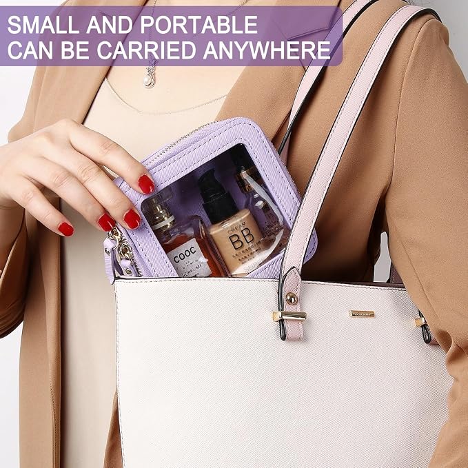 Pinkmik Mini Clear Makeup Bag, Purple, MINI | Small Size, Zipper Closure, Cosmetic & Toiletry Case, Purse Organizer, Car Essentials - Image 2
