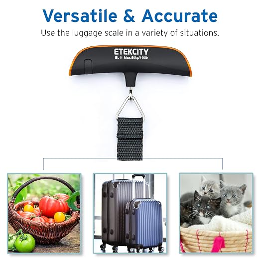 Etekcity Luggage Scale, Digital Suitcase Weight Scale for Travel, 110 lb | Travel Essentials, Air Travel, Suitcase, Hanging Hook, Rubber Grip, Battery Included, Easy-to-Read Display - Image 3