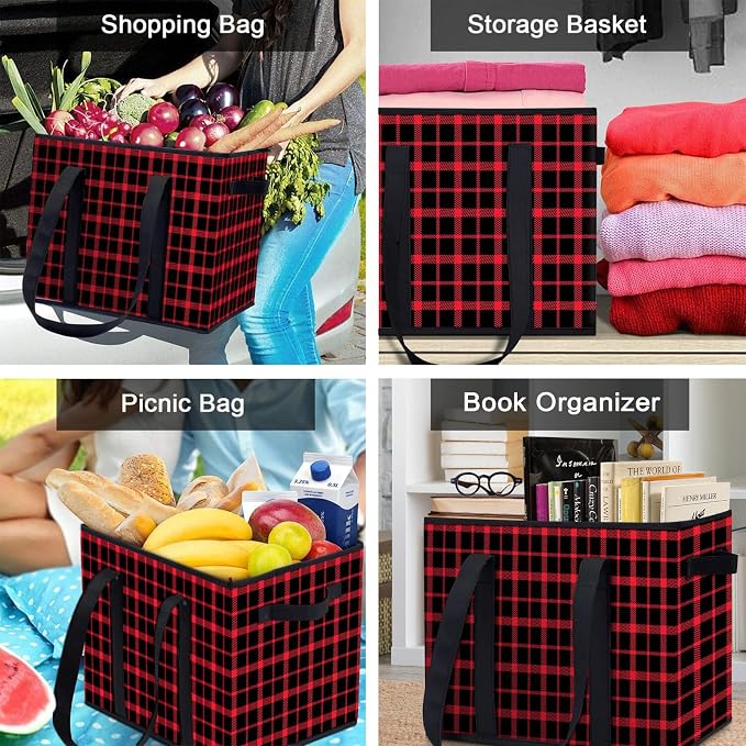 Reusable Grocery Bags 3 Pack, Foldable & Water Resistant Shopping Bags | Large Grocery Tote Bag Water Resistant Shopping Bags Foldable Grocery Bag for Clothes,Shoes and Picnic - Image 7