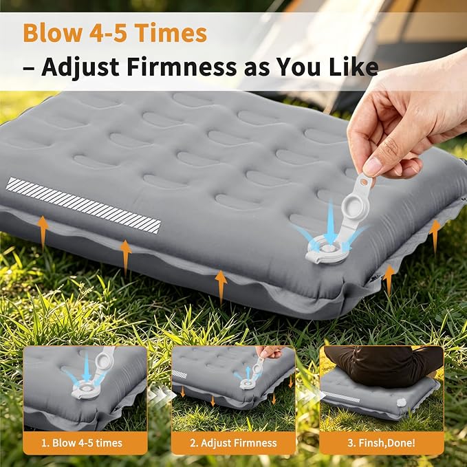 Inflatable Seat Cushion with Adjustable Firmness (Light Gray) | adjustable firmness, lightweight, waterproof, non-slip. For stadium, office, camping, car & long flights - Image 4