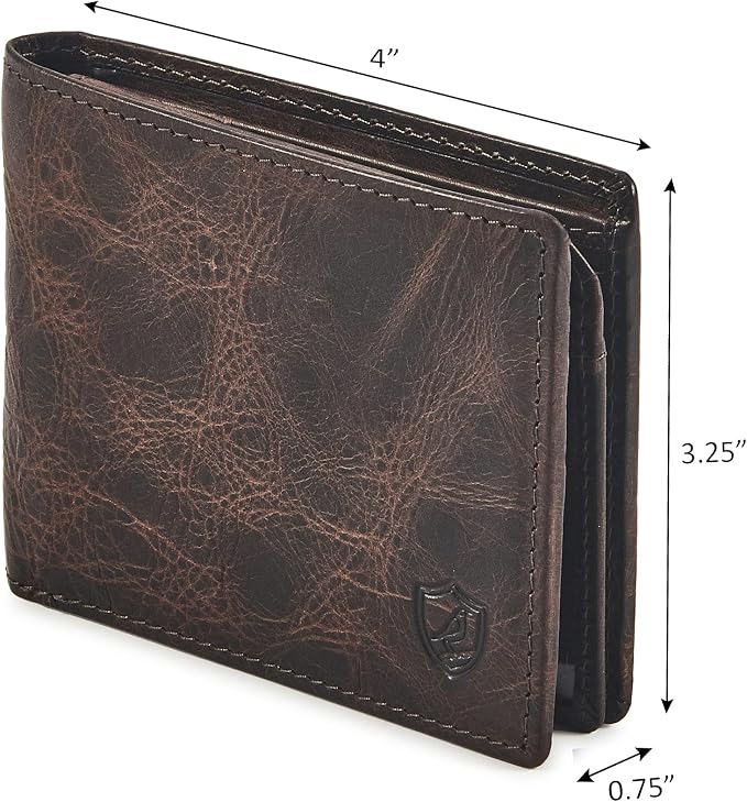 Wallet for Men Slim RFID Blocking Leather Bifold Minimalist 2 ID Windows Gift Box Carteras Para Hombres (DISTRESSED, ESPRESSO) - Image 3