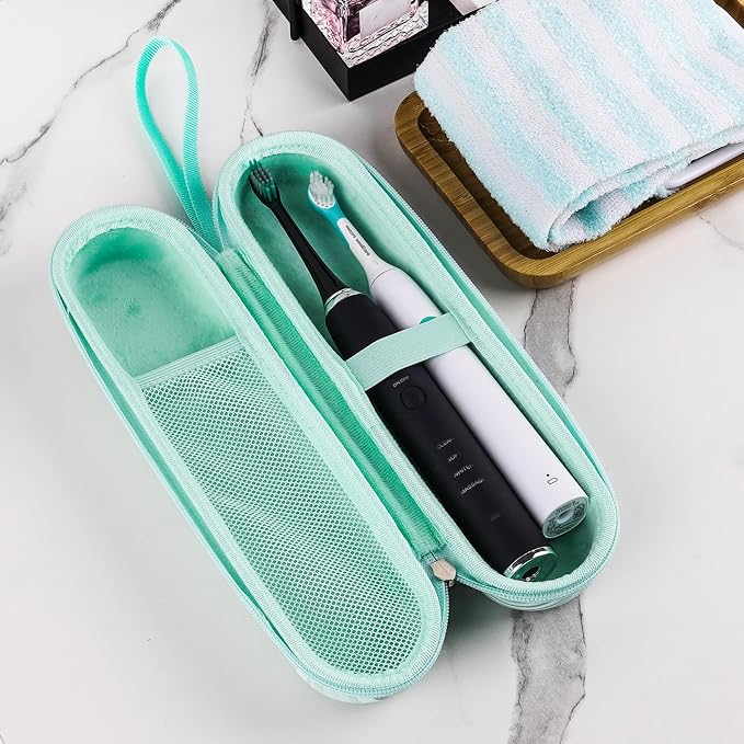Dual Electric Toothbrush Case, Portable Bag for Travelling, Large Toothbrush Case Holder Compatible with AquaSonic, Sumkyle, Oral-B iO Series, Philips Sonicare (Green) - Image 6