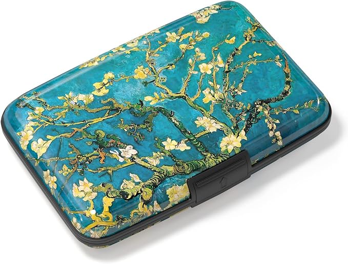 Credit Card Holder, Mini Aluminum Card Wallet RFID Blocking Slim Metal Hard Card Case for Women Men, Almond Blossom by Atufsuat