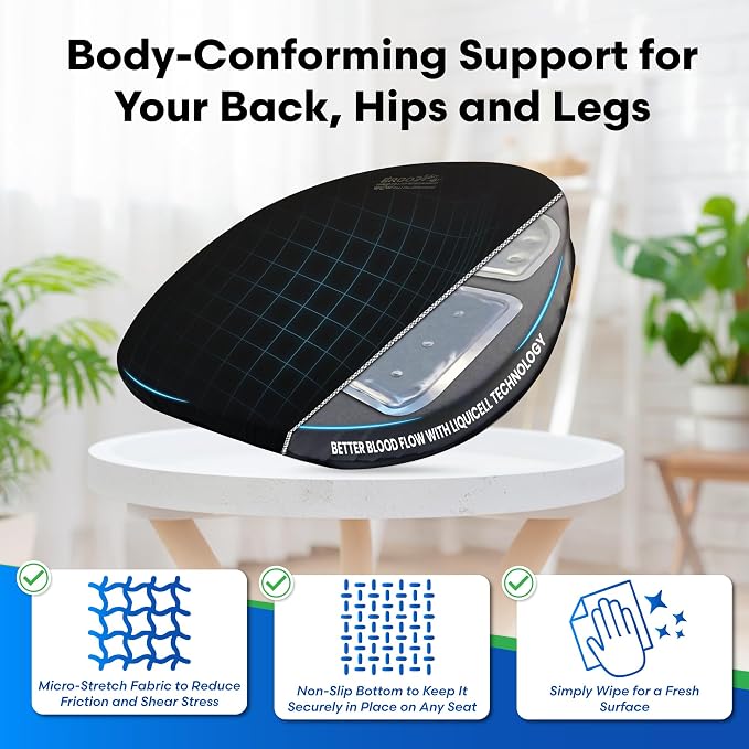 Original Seat Cushion - Liquicell Membrane Technology for Pressure Relief, Tailbone Pain, Sciatica, Hip & Lower Back Pain - Long Sitting on Car Seat, Office/Home Chair (18" W x 17" x 3") - Image 5