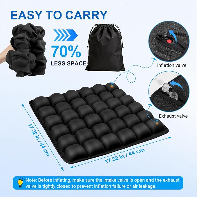 Airplane Seat Cushion, Inflatable Travel Cushion for Long Flights, Air-Cell Portable Seat Pad with Built-in Pump for Travel Car Office Wheelchair - Image 7