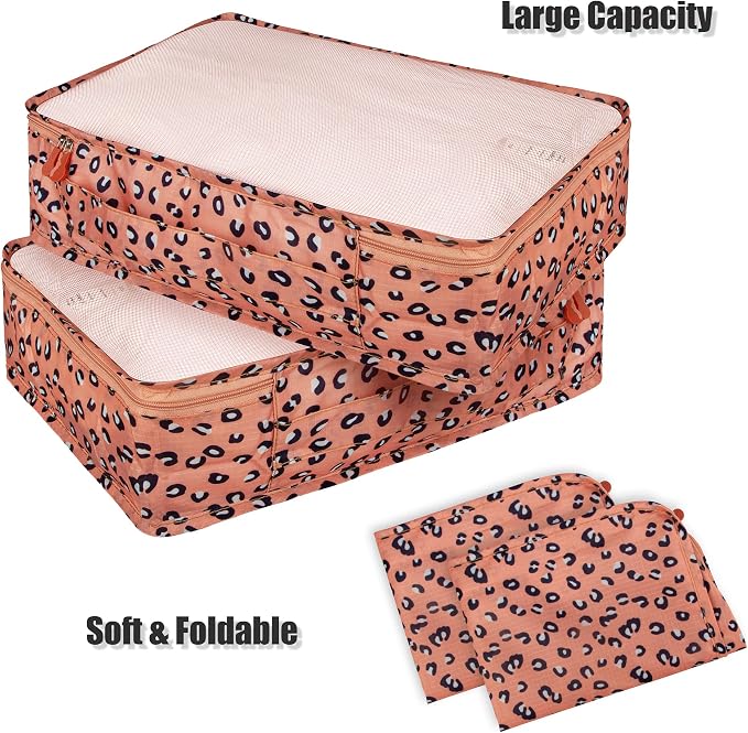 Packing Cubes Set, 2 Pcs Packing Organizers Set for Suitcases (Pink leopard) - Image 2