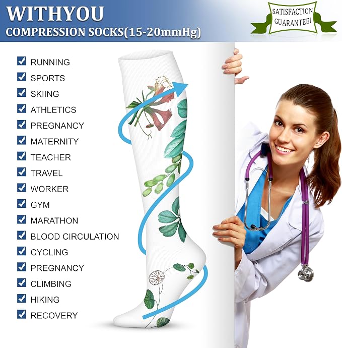WITHYOU Compression Socks 15-20 mmHg is Best Athletic for Men & Women Running Flight Travel Nurses Pregnant - Image 4