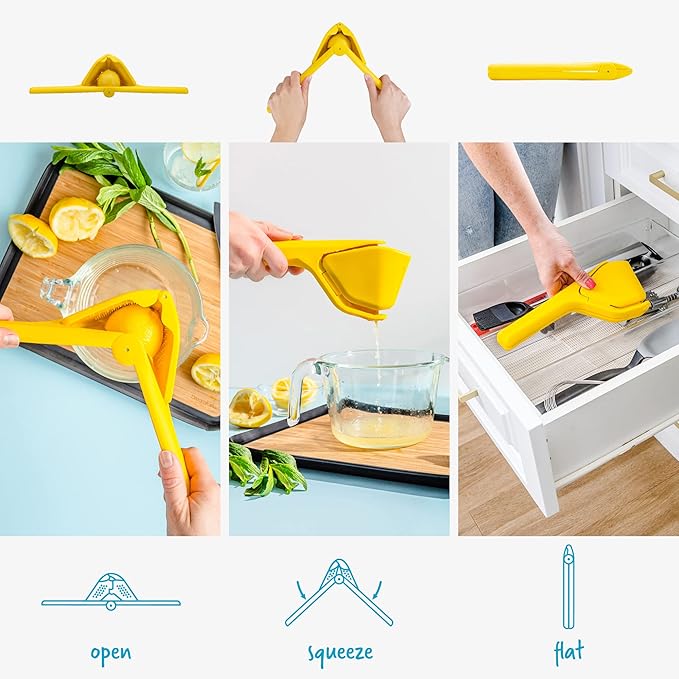 Dreamfarm Fluicer Fold-Flat Citrus Juicer - Lemon Easy, manual fresh lemon juice squeezer with pip catcher, suits lemons and limes, compact storage, 10" | Space-saving storage, gets every last drop - Image 3