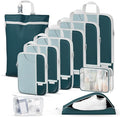 Percover Compression Packing Cubes for Travel, 10-Piece Structured Compression Organizer Set with Toiletry Bag, Laundry Bag & Shoe Bag for Carry-On & Checked Luggage, Peacock Green by Unknown