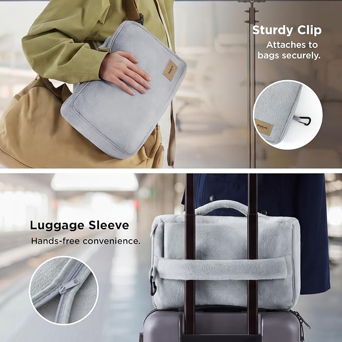 Bedsure Travel Blanket Set with Inflatable Neck Pillow and Eye Mask - Lightweight 3-in-1 Airplane Packable Blanket, Compact Travel Essentials, Grey - Image 5