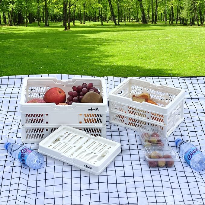 Plastic crates for storage,plastic baskets for organizing,14.96x9.84x7.87" | Foldable Shopping crate with Handles,collapsible storage crate,basket for car Garden Kitchen,Bathroom,office - Image 7