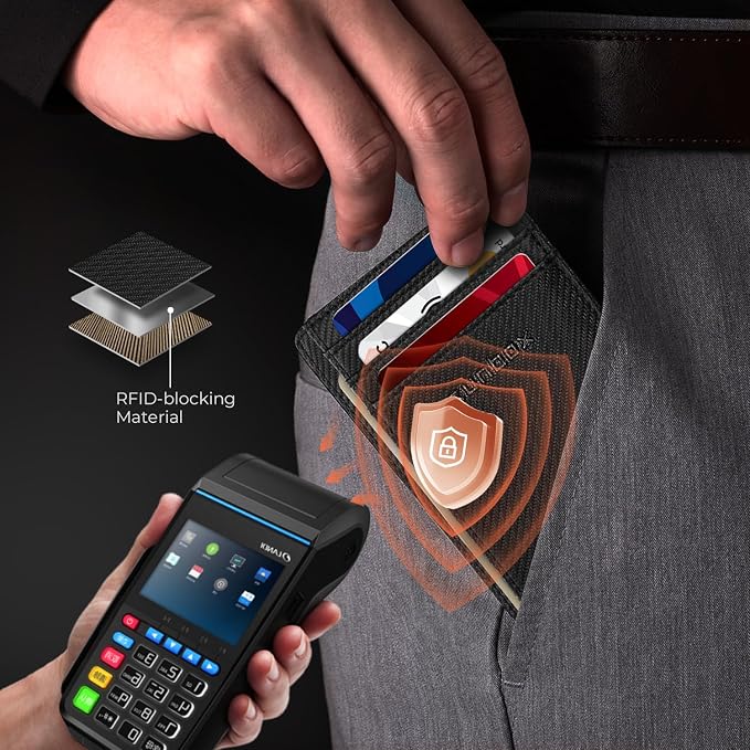 RUNBOX Slim Wallet for Men and Women, RFID Blocking Leather Card Holder | Minimalist 8-slot design fits IDs and credit cards in a thin profile for front pockets, purses, pants and travel - Image 2