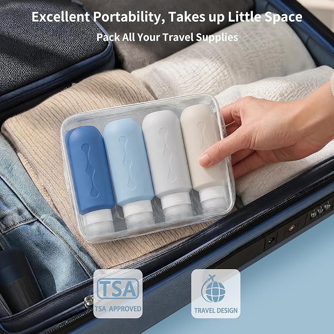 Gemice Travel Bottles for Toiletries, Tsa Approved Travel 6oz Size Containers with Clear Bag, BPA Free Leak Proof Travel Tubs Refillable Liquid Travel Accessories for Cometic Shampoo Lotion - Image 4