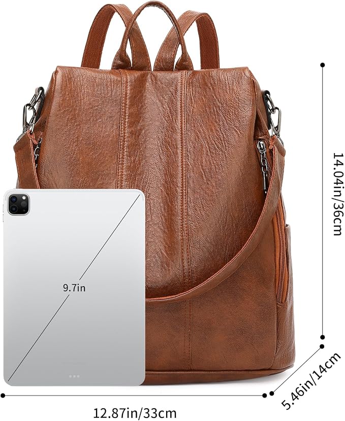 GAEKEAO Women Backpack Purse PU Leather Anti-theft Casual Shoulder Bag Convertible Large Satchel Bags for Travel Casual Work - Image 4