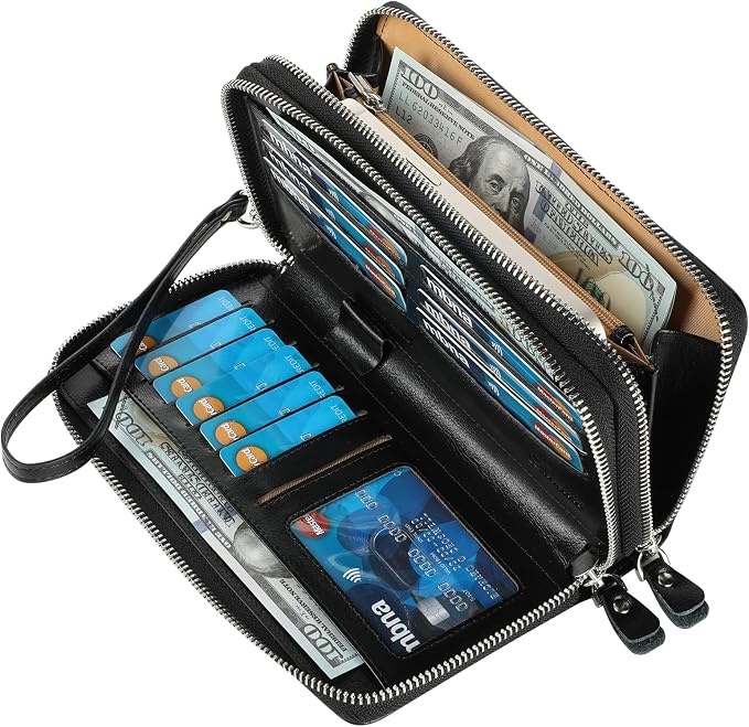 Small Compact Women Wallet RFID Blocking Genuine Leather Bifold Purse with ID Windows - Image 2
