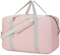 For United Airlines Foldable Carry on Bag 22x14x9 Travel Duffel Bag Packable luggage Duffle for Women and Men 40L (Pink (With Shoulder Strap)) by Narwey