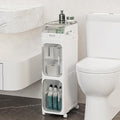 BINSIO 3-Tier Slim Bathroom Storage Cabinet, Rolling Toilet Paper Storage Cabinet with Clear Doors, Narrow Toilet Side Organizer for Small Bathrooms, Rolls, Wipes, Cleaners and Bathroom Essentials by BINSIOStorageOrganizer
