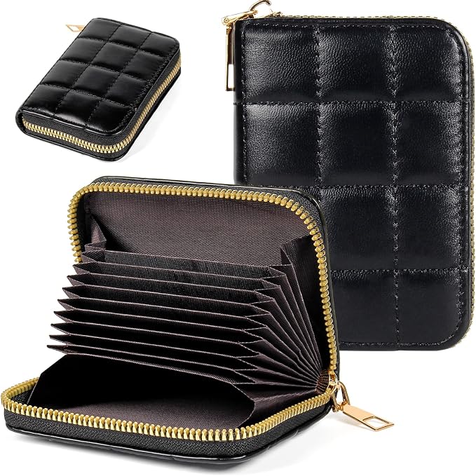 Credit Card Wallet, RFID Card Case Wallet, Zipper Card Cases Holder for Men Women, RFID Blocking, KeyChain Wallet, Compact Size Card Organizer Case for Women by Ecovision