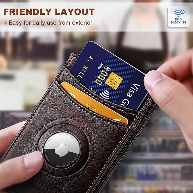 BULLIANT Magnetic Slim Leather Airtag Wallet Money Clip For Men 12Cards | RFID Blocking | Easy Access | Gift Boxed | Pocket Fit - Image 6