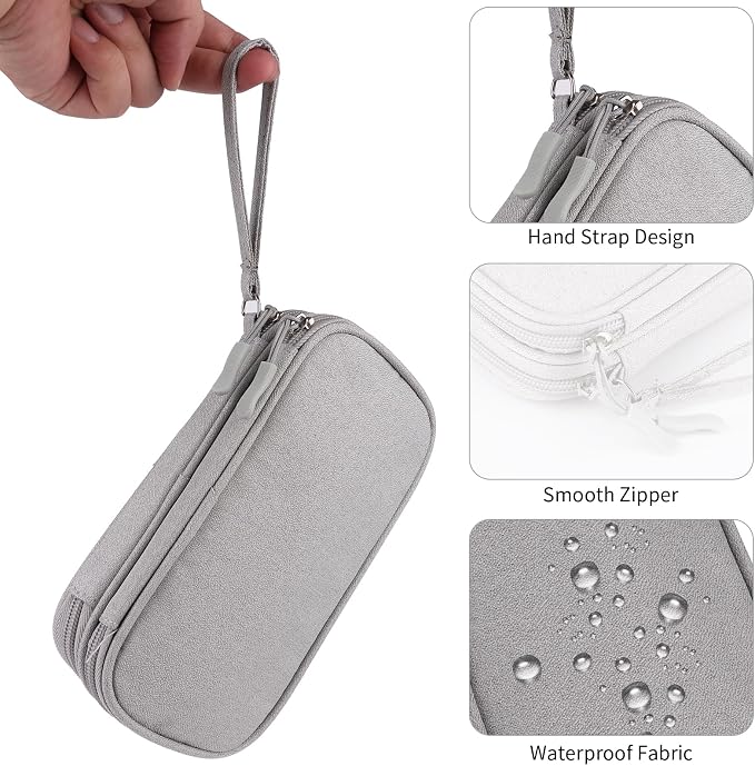 Travel Cable Organizer - Electronics Accessories Bag(Double Layer - Grey) - Image 4