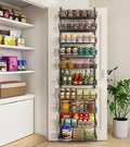 Mefirt 10-Tier Over The Door Pantry Organizer, 2 in 1 Wall Mount & Hanging | Pantry Organization and Storage, Black Metal Adjustable Basket, Wall Spice Rack Seasoning Shelves, Home & Kitchen Essentials by Mefirt