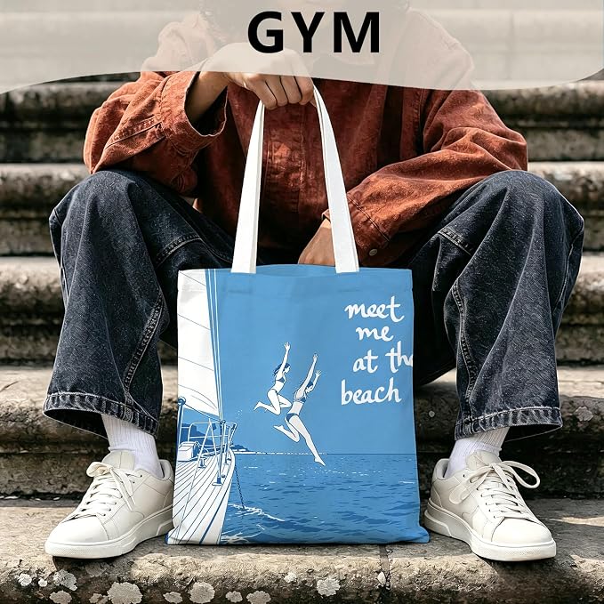 Summer Coastal Beach Canvas Tote Bag - Image 3