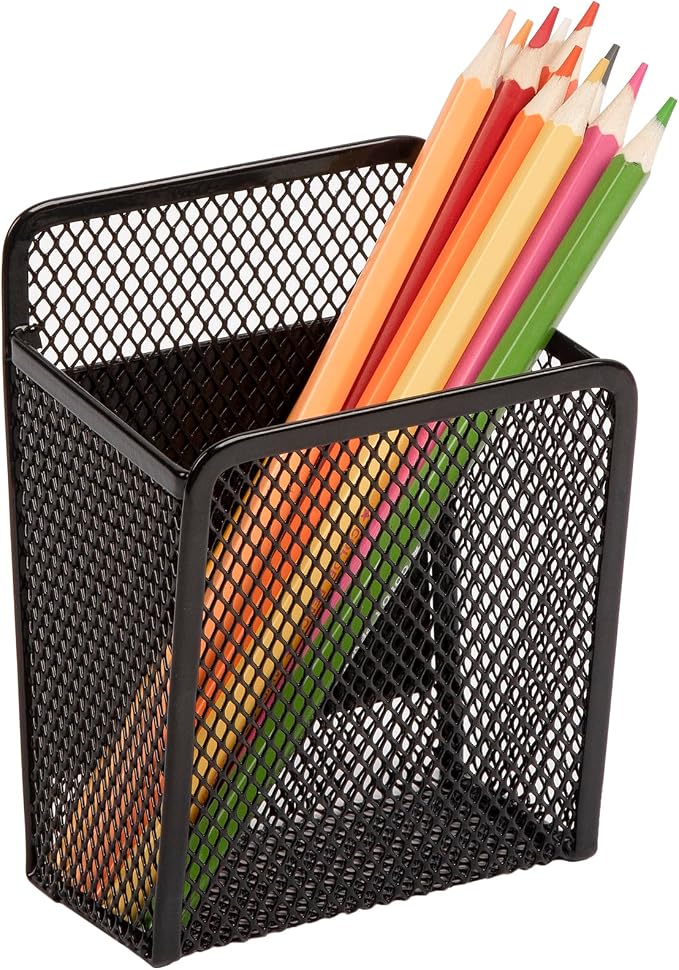 Magnetic Pen Holder - Mesh Locker Cups, Black | Strong Magnet Storage Marker Pen Pencil Organizer for Refrigerator, Whiteboard,Locker Accessories by Sanpaint