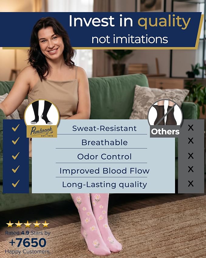 Pembrook 3 Pairs Plus Size Compression Socks Wide Calf - Bamboo Viscose Compression Socks for Women Wide Calf - Image 3