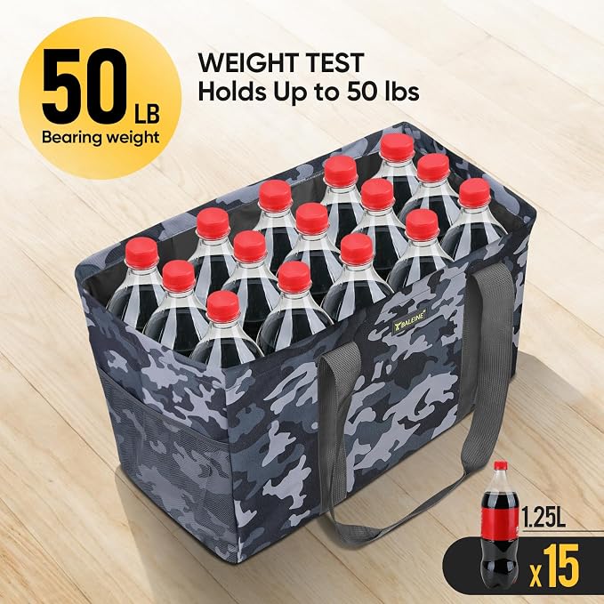 BALEINE Soft 9 Gallon Extra Large Utility Tote, Foldable Reusable Storage Bag (Grey Camouflage) - Image 5