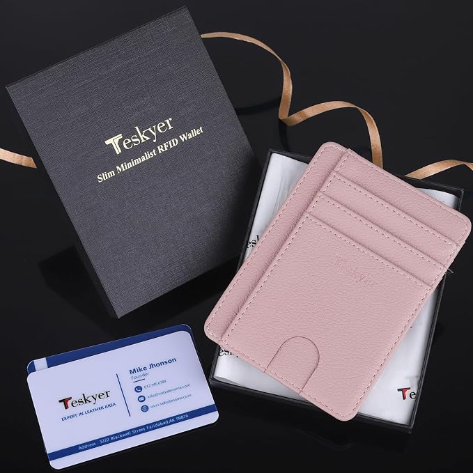 Teskyer Slim Minimalist Wallet for Men, RFID Front Pocket Card Holder | Ultra Slim Front Pocket Design, 8 Card Slots, RFID Protection, Smooth Faux Leather for Everyday Carry - Image 7